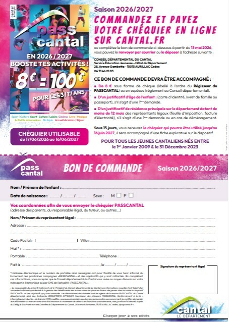 Pass Cantal Nouvelle saison 2026/2027